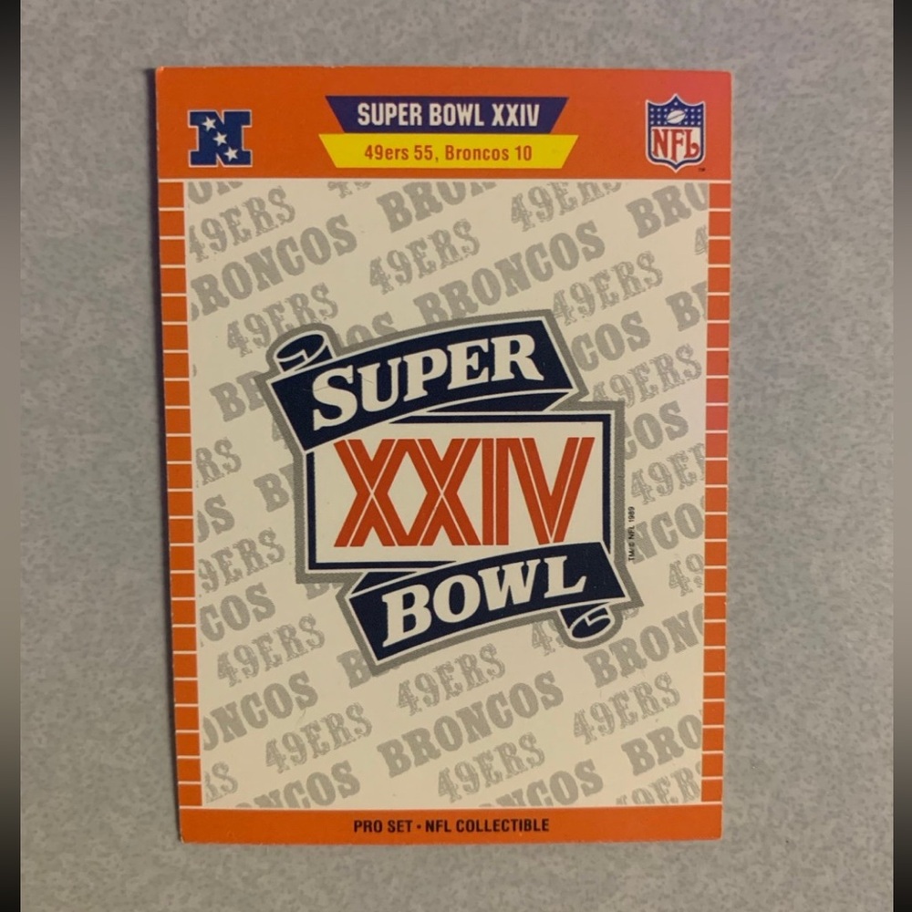 Vintage 1990 Pro Set Football #XXIV Super Bowl XXIV Logo 49er/ Broncos